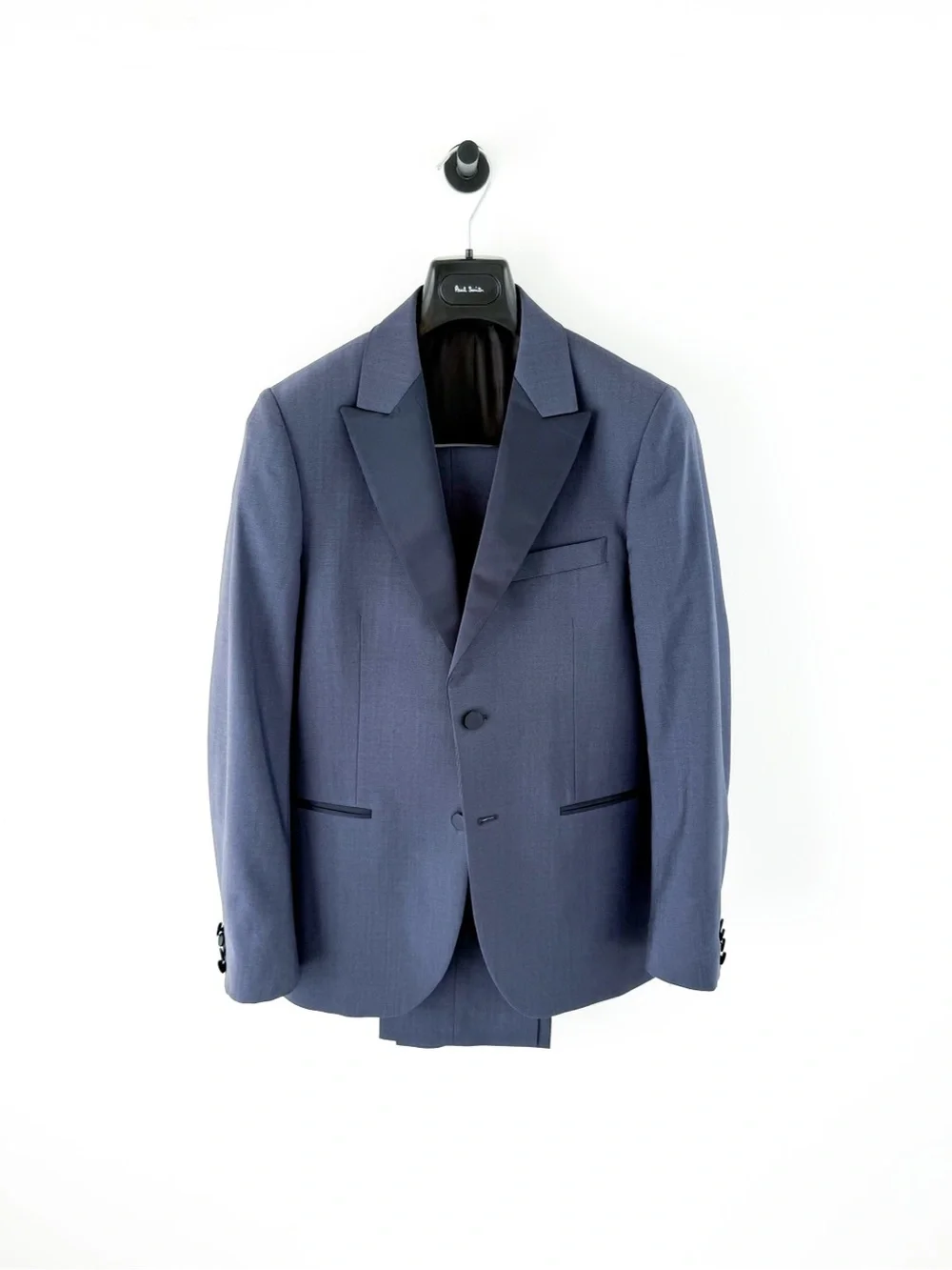 Paul Smith Men's Soho Fit Navy Peak Satin Lapel Suit Tuxedo Italian Wool 38R